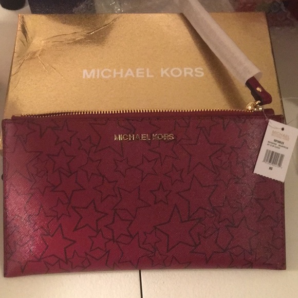 Michael Kors LARGE JET ZIP CLUTCH/ MULBRY/PLUM - Picture 3 of 5